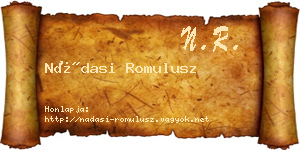 Nádasi Romulusz névjegykártya